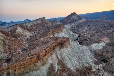 Scenic view of mountains during sunset