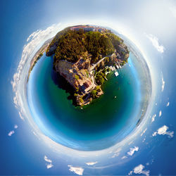 Digital composite image of sea and sky