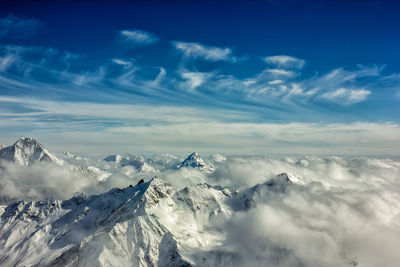 Scenic view of snow mountains against sky