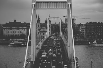 View of bridge over river in city