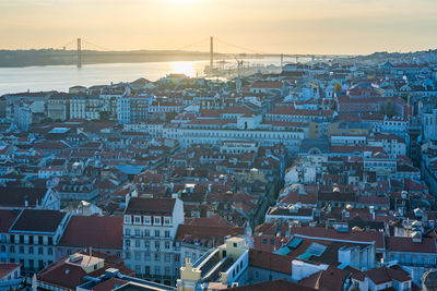 High angle view of townscape against sky