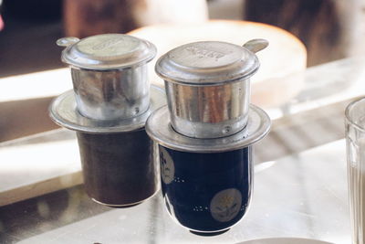 High angle view of food on table