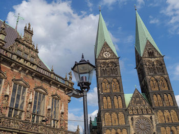 Low angle view of buildings against sky