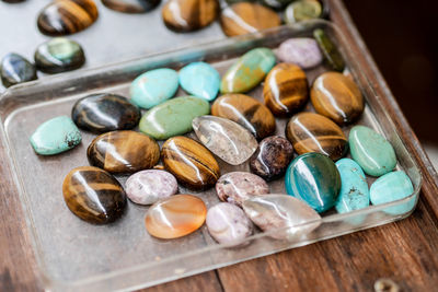 Close-up of pills on table