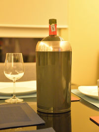 Close-up of wineglass on table