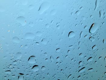 Full frame shot of raindrops on window