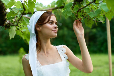 Young woman looking away