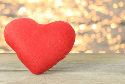 Close-up of heart shape on table