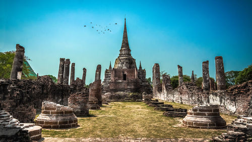 Low angle view of temple against clear sky