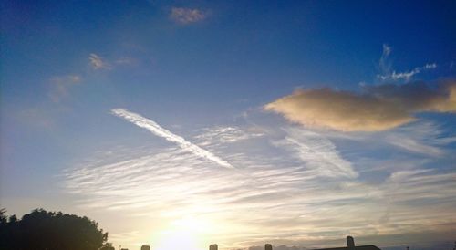 Low angle view of vapor trail in sky