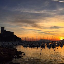 Scenic view of sea against sky during sunset