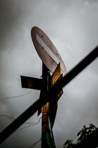 Low angle view of metallic structure against sky