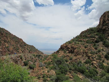 Scenic view of rocky mountains against sky