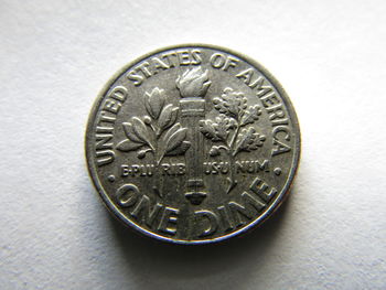 Close-up view of coin