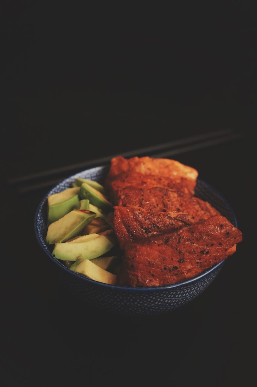 food, food and drink, indoors, freshness, still life, studio shot, black background, ready-to-eat, healthy eating, close-up, indulgence, meal, table, copy space, plate, slice, no people, healthy lifestyle, temptation