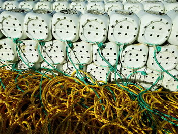 Stacked buoys and ropes