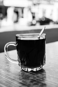 Close-up of coffee cup on table