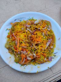 High angle view of meal served in plate