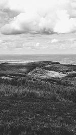 Scenic view of land against sky