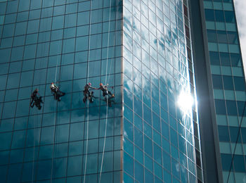 Low angle view of modern glass building