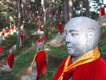 Close-up of statue against temple