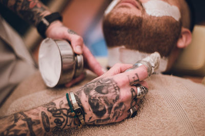 Midsection of man working