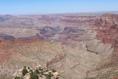 High angle view of rock formations against sky