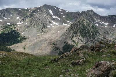 Scenic view of mountains against sky