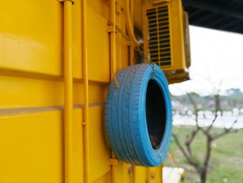 Close-up of blue tire