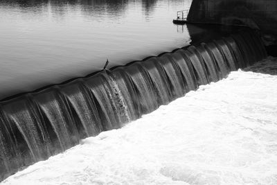 High angle view of dam by river