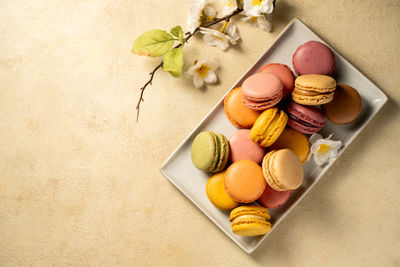 High angle view of food on table