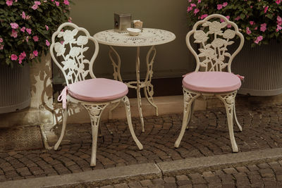 Empty chairs and table at home