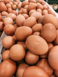 Full frame shot of eggs for sale at market stall