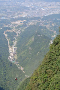 High angle view of land and mountains