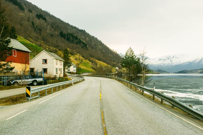 Road leading towards mountains