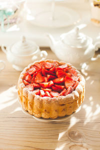 High angle view of cake on table