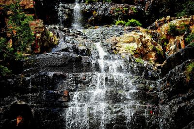 Water flowing through rocks