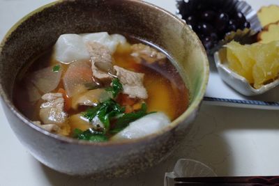 Close-up of soup in bowl