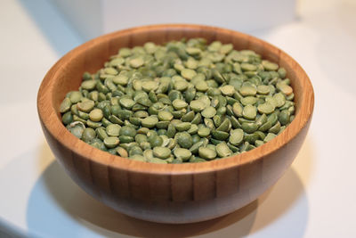 High angle view of vegetables in bowl on table