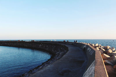Panoramic view of sea against clear sky