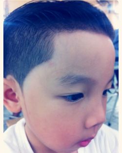 Close-up portrait of cute baby boy