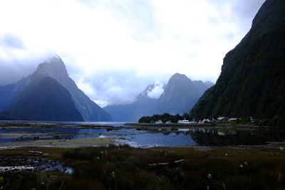 Scenic view of lake and mountains