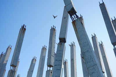 Low angle view of birds flying against sky