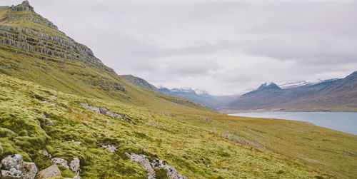 Scenic view of mountains against sky