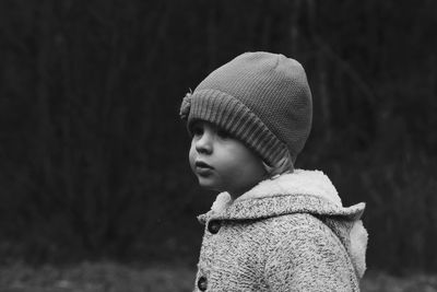 Portrait of toddler in winter