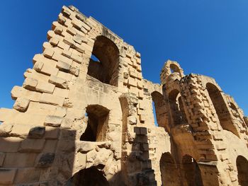 Low angle view of old temple against sky