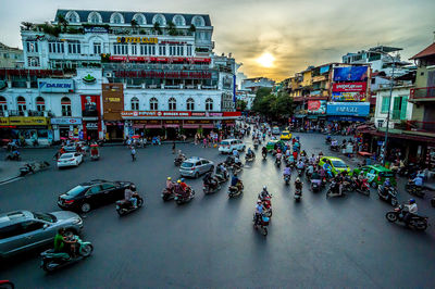 View of city against cloudy sky