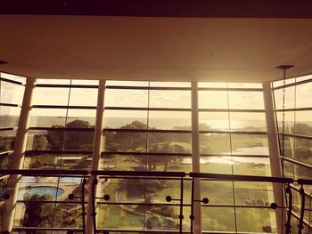 Buildings seen through glass window