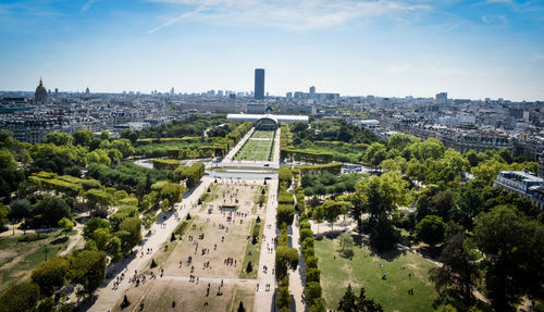 High angle view of cityscape against sky