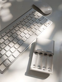 High angle view of computer keyboard on table